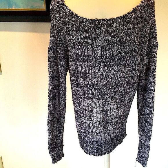 AJ Andrea Jovine Sweater Cotton black cream soft knit Large - Picture 4 of 6